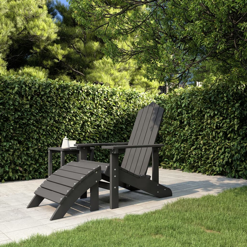 Tuinstoel Adirondack met voetenbank HDPE antracietkleurig is nu te koop bij PeponiXL, paradijselijk wonen!