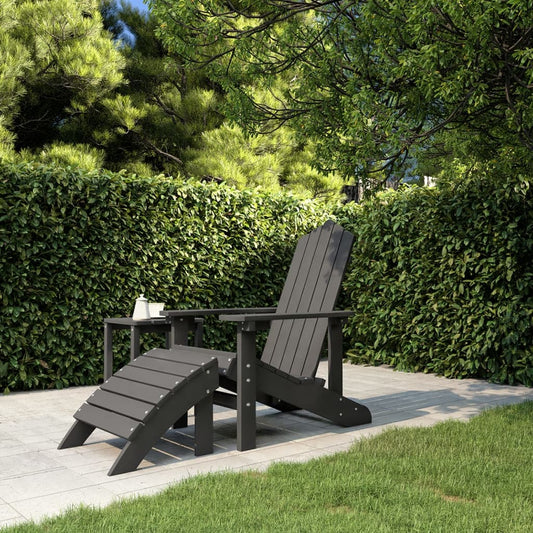 Tuinstoel Adirondack met voetenbank HDPE antracietkleurig is nu te koop bij PeponiXL, paradijselijk wonen!