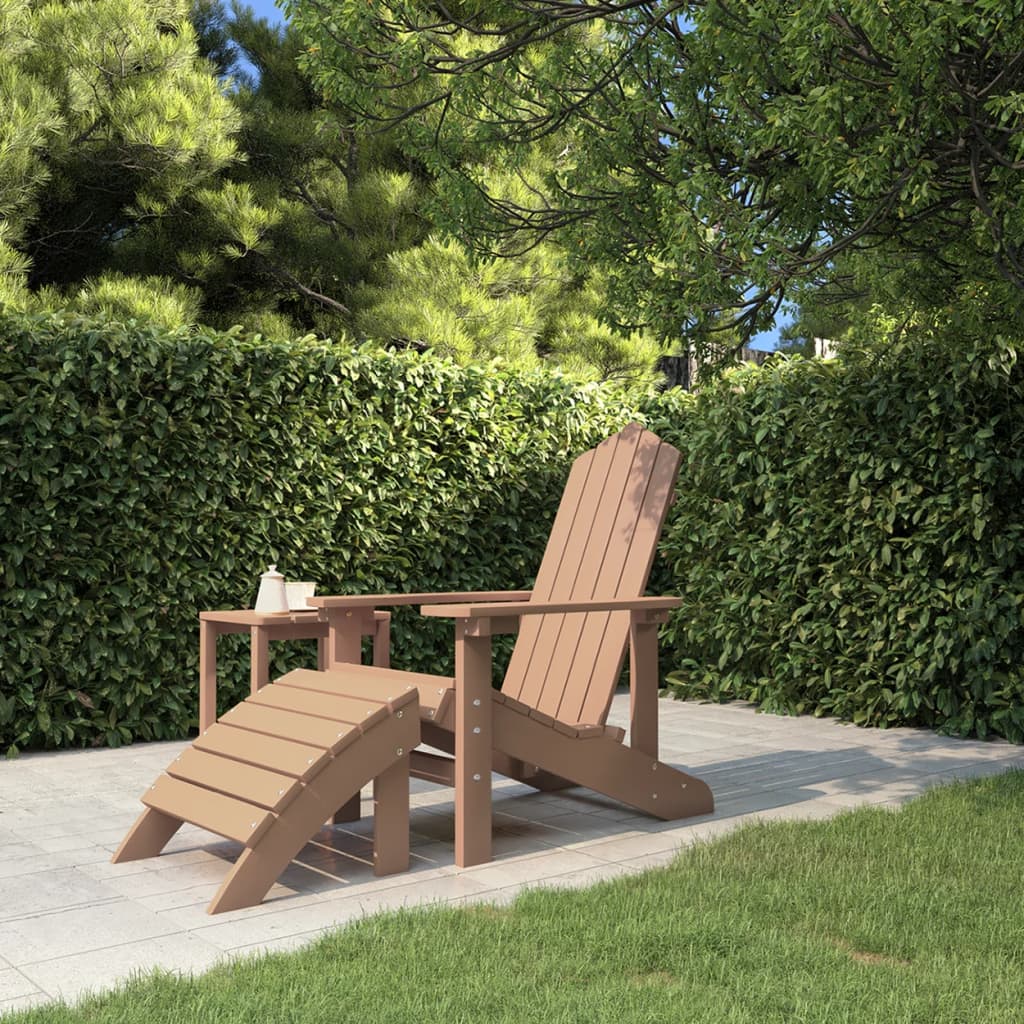 Tuinstoel Adirondack met voetenbank HDPE bruin is nu te koop bij PeponiXL, paradijselijk wonen!