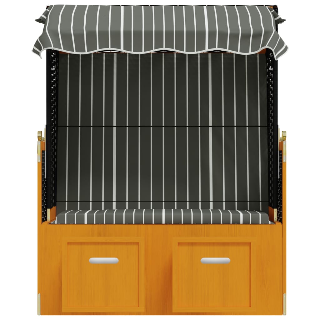 Strandstoel met luifel poly rattan en hout zwart en grijs is nu te koop bij PeponiXL, paradijselijk wonen!