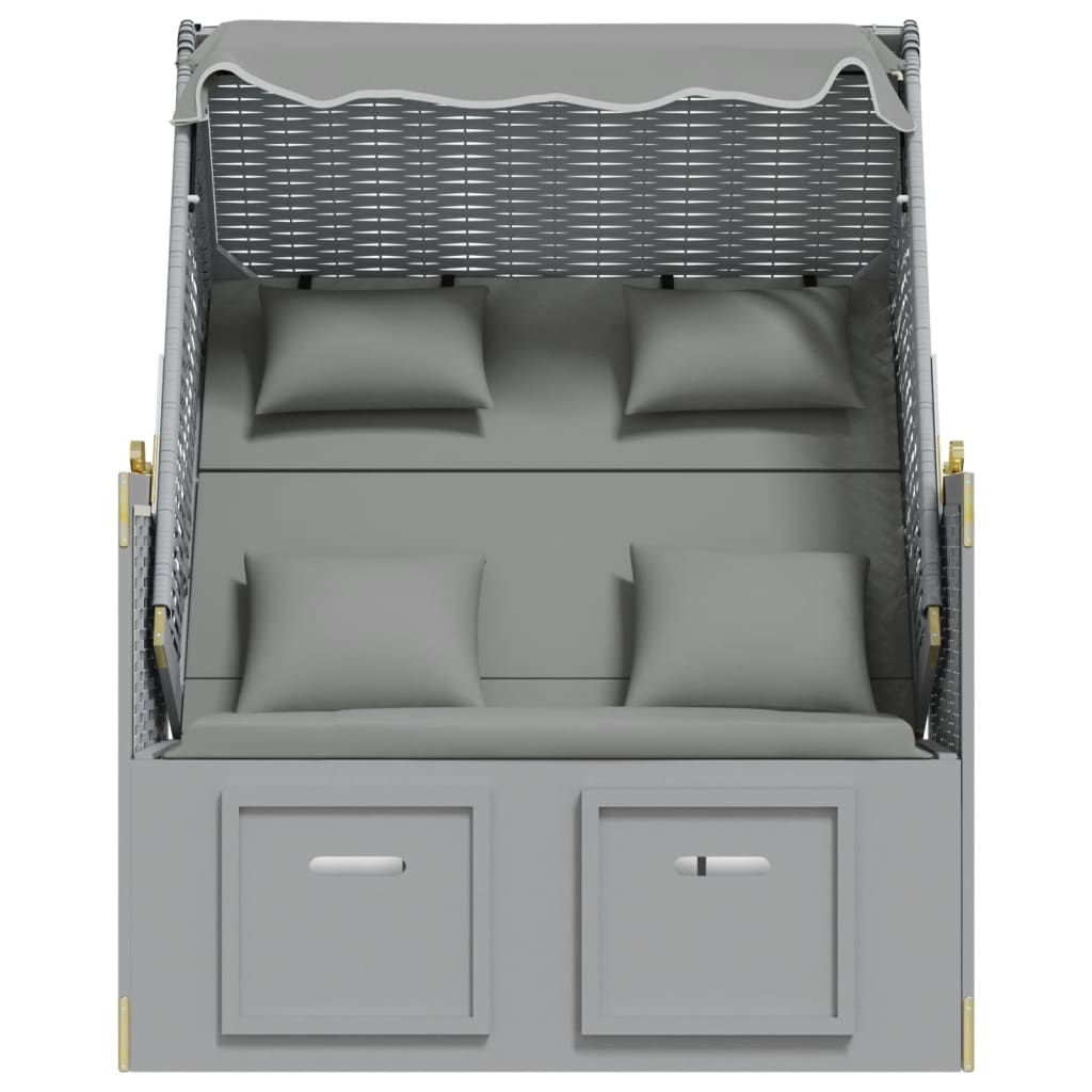 Strandstoel met kussens poly rattan en massief hout grijs is nu te koop bij PeponiXL, paradijselijk wonen!