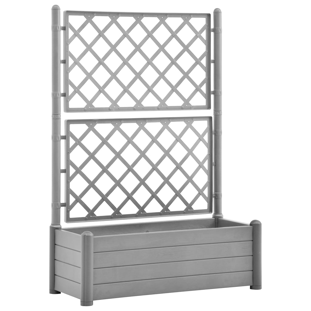 Plantenbak met latwerk 100x43x142 cm PP-steen grijs is nu te koop bij PeponiXL, paradijselijk wonen!