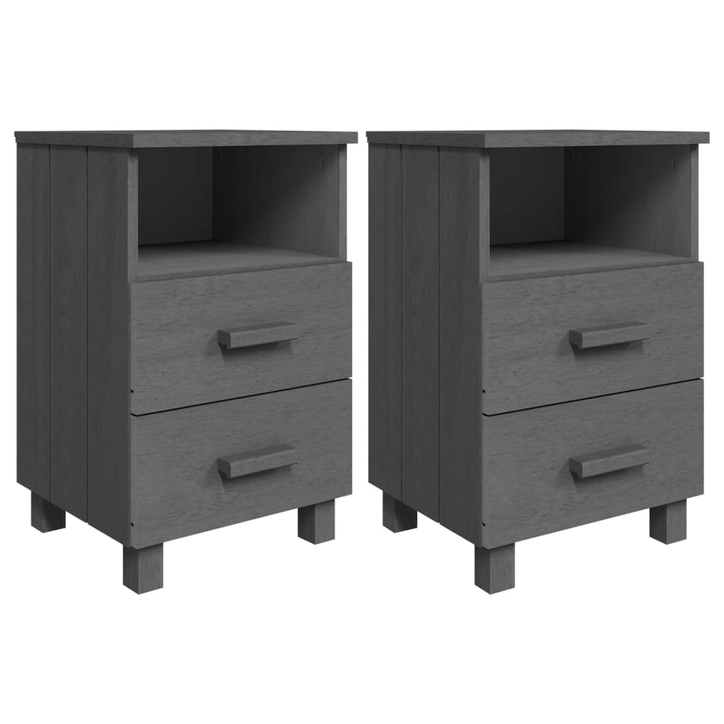 Nachtkastjes HAMAR 2 st 40x35x62 cm grenenhout donkergrijs is nu te koop bij PeponiXL, paradijselijk wonen!