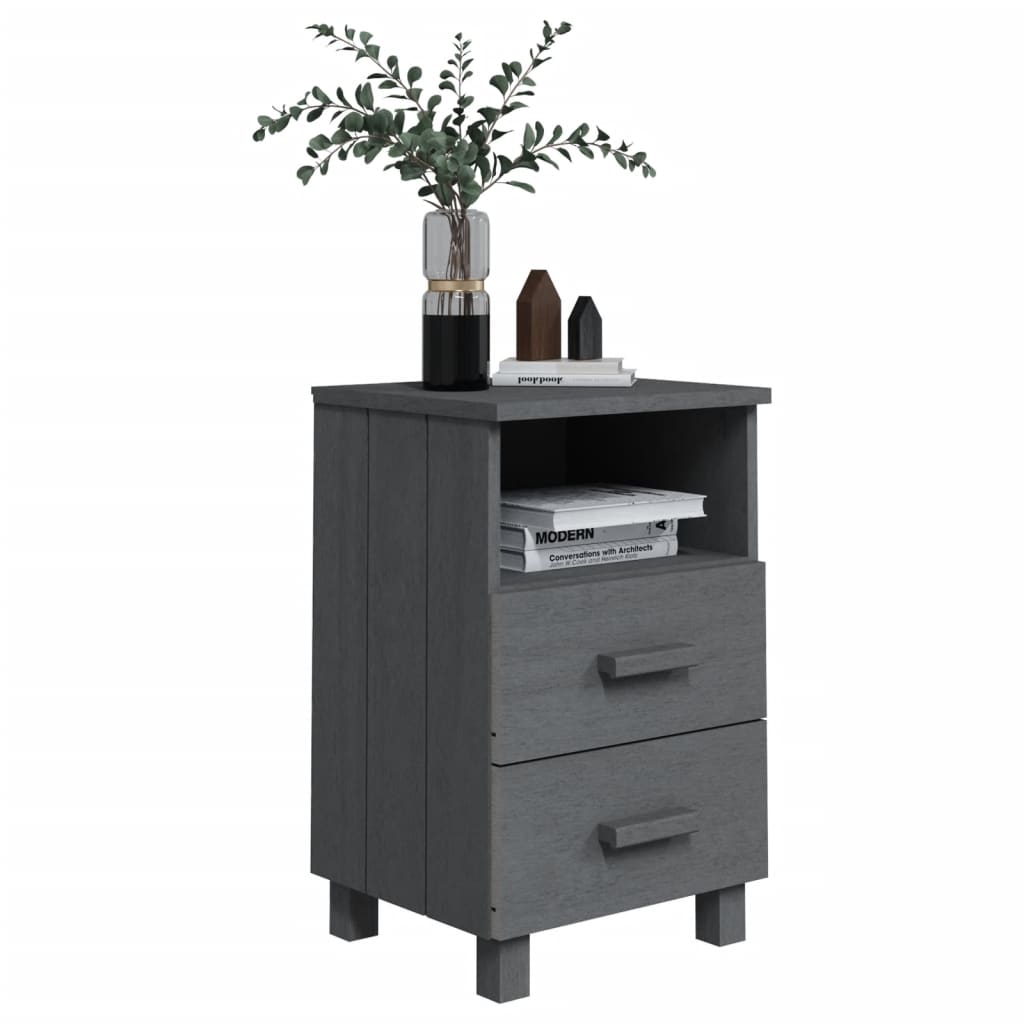 Nachtkastjes HAMAR 2 st 40x35x62 cm grenenhout donkergrijs is nu te koop bij PeponiXL, paradijselijk wonen!