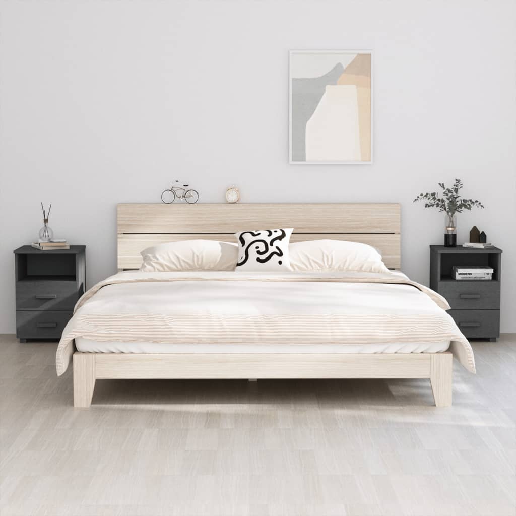 Nachtkastjes HAMAR 2 st 40x35x62 cm grenenhout donkergrijs is nu te koop bij PeponiXL, paradijselijk wonen!
