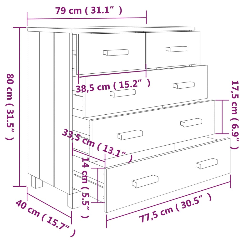 Dressoir HAMAR 79x40x80 cm massief grenenhout lichtgrijs is nu te koop bij PeponiXL, paradijselijk wonen!