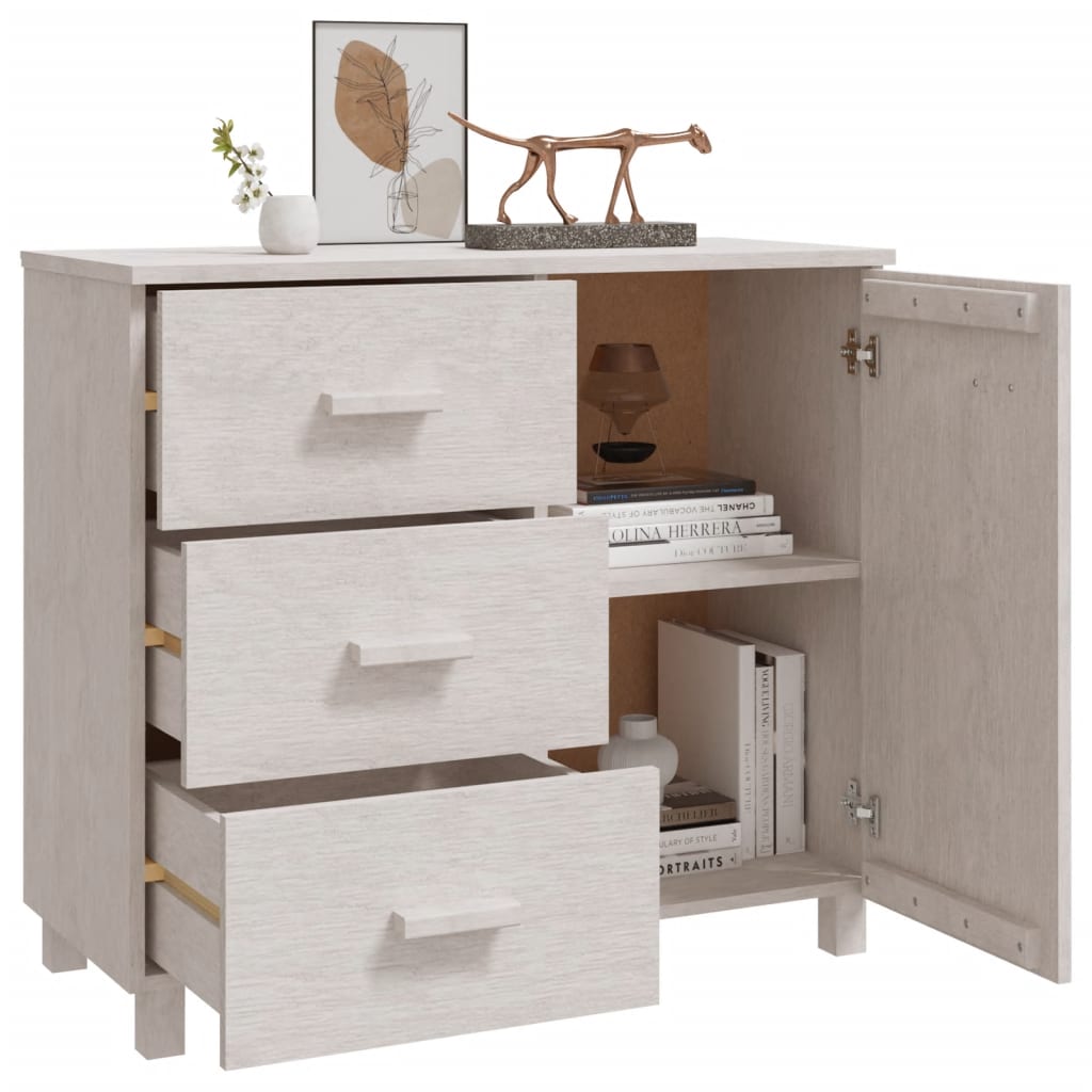 Dressoir HAMAR 90x40x80 cm massief grenenhout wit is nu te koop bij PeponiXL, paradijselijk wonen!