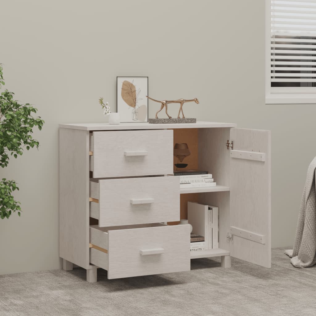 Dressoir HAMAR 90x40x80 cm massief grenenhout wit is nu te koop bij PeponiXL, paradijselijk wonen!