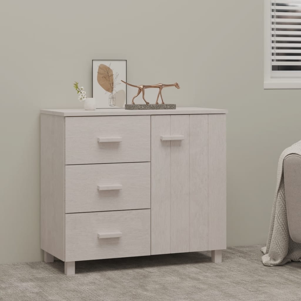Dressoir HAMAR 90x40x80 cm massief grenenhout wit is nu te koop bij PeponiXL, paradijselijk wonen!