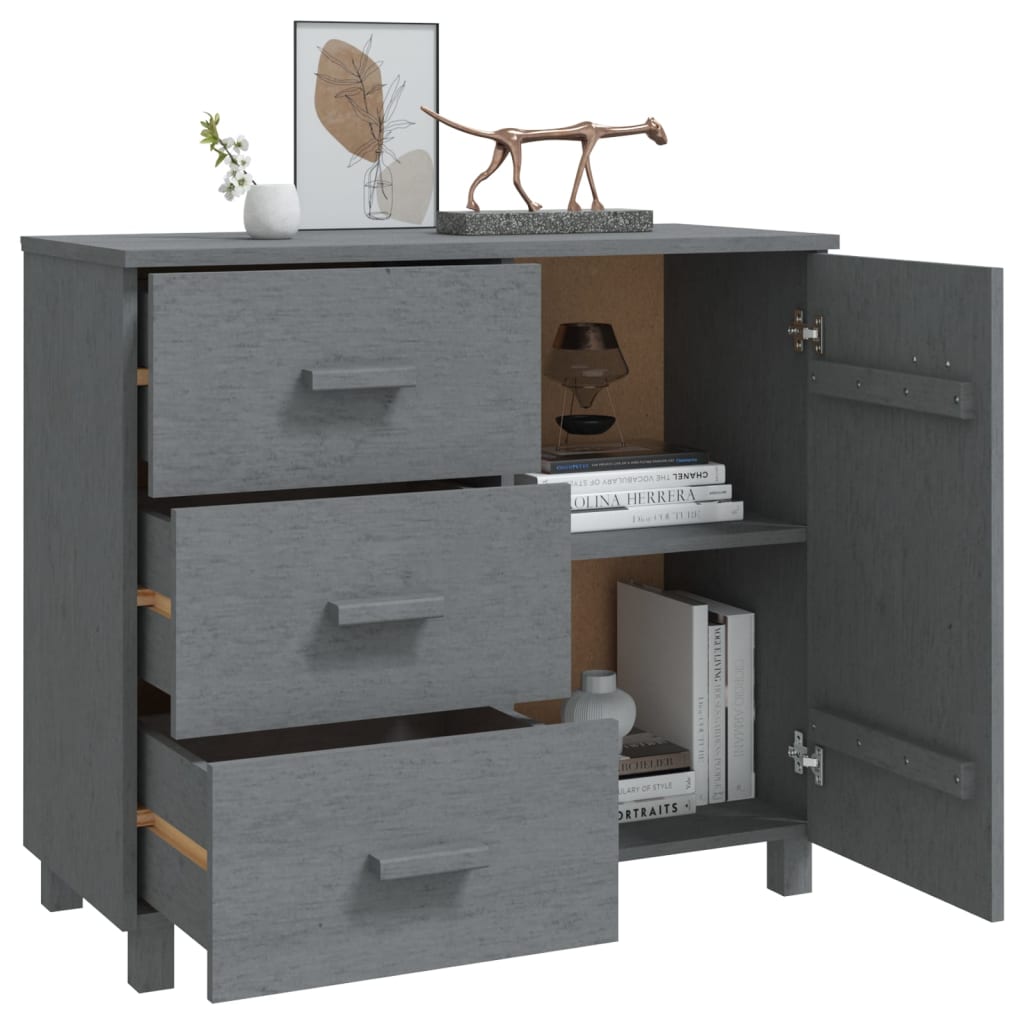Dressoir HAMAR 90x40x80 cm massief grenenhout donkergrijs is nu te koop bij PeponiXL, paradijselijk wonen!