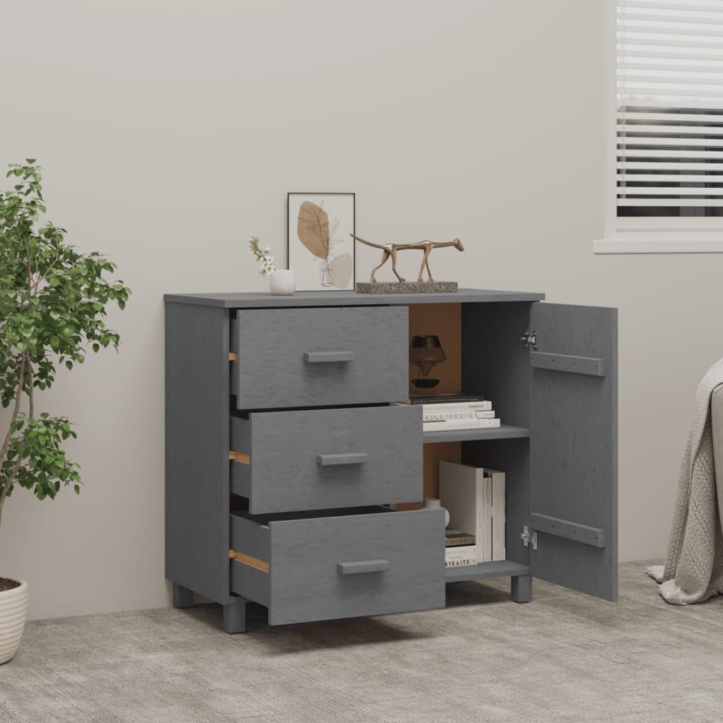 Dressoir HAMAR 90x40x80 cm massief grenenhout donkergrijs is nu te koop bij PeponiXL, paradijselijk wonen!