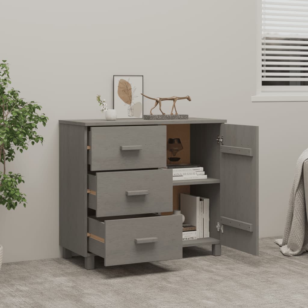 Dressoir HAMAR 90x40x80 cm massief grenenhout lichtgrijs is nu te koop bij PeponiXL, paradijselijk wonen!