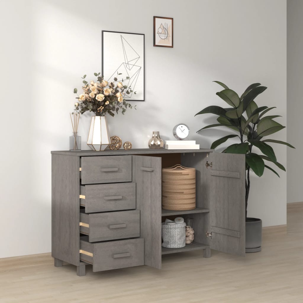 Dressoir HAMAR 113x40x80 cm massief grenenhout lichtgrijs is nu te koop bij PeponiXL, paradijselijk wonen!