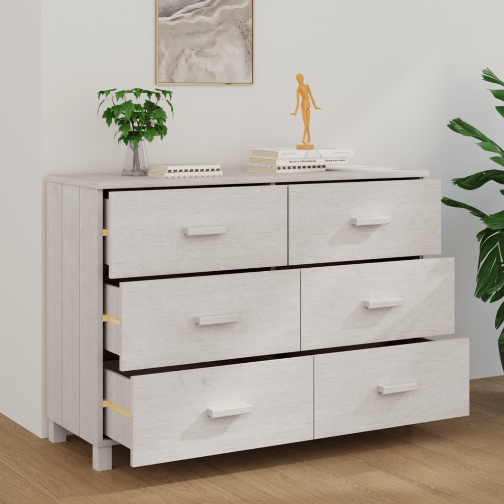 Dressoir HAMAR 113x40x80 cm massief grenenhout wit is nu te koop bij PeponiXL, paradijselijk wonen!