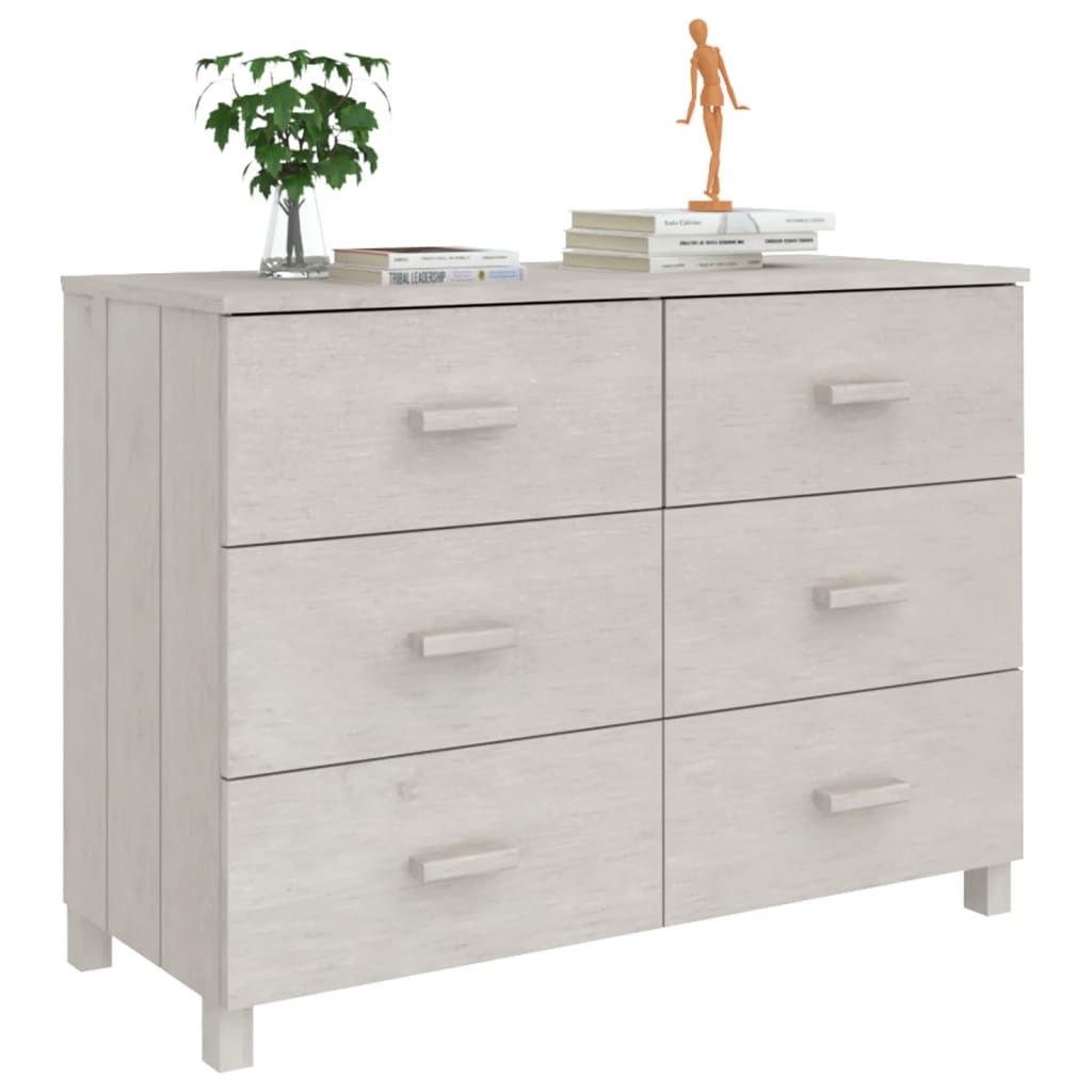 Dressoir HAMAR 113x40x80 cm massief grenenhout wit is nu te koop bij PeponiXL, paradijselijk wonen!