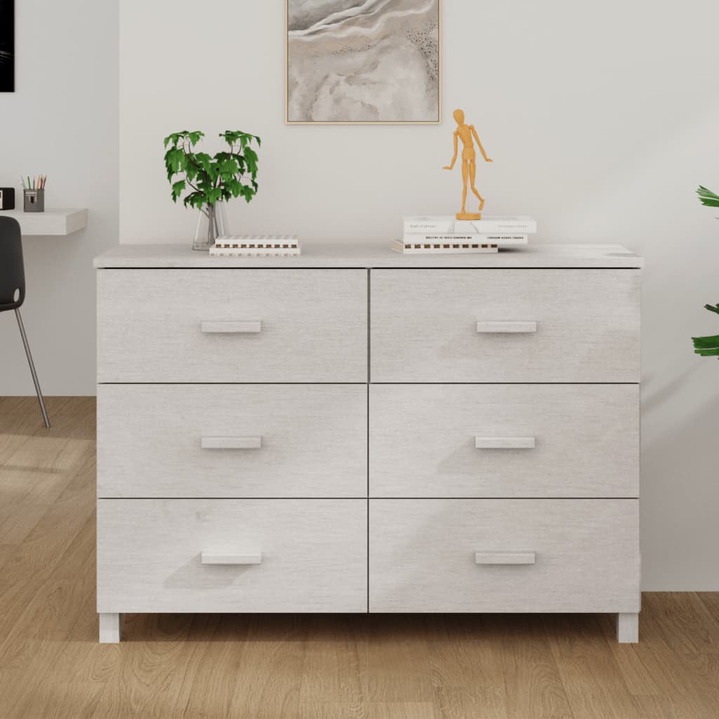 Dressoir HAMAR 113x40x80 cm massief grenenhout wit is nu te koop bij PeponiXL, paradijselijk wonen!