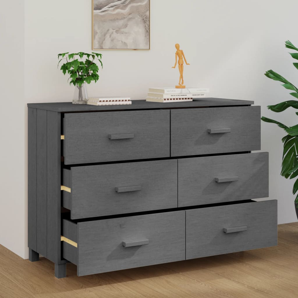 Dressoir HAMAR 113x40x80 cm massief grenenhout donkergrijs is nu te koop bij PeponiXL, paradijselijk wonen!