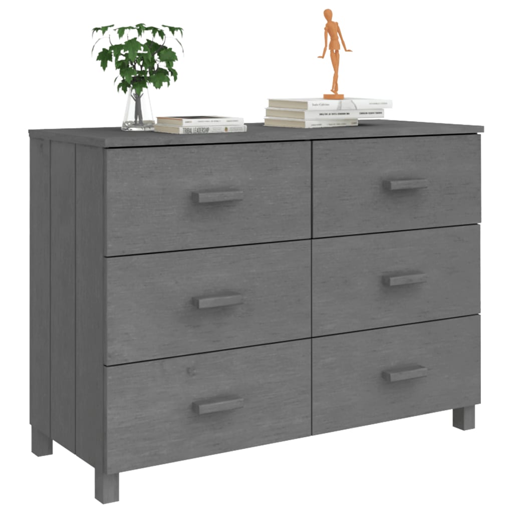 Dressoir HAMAR 113x40x80 cm massief grenenhout donkergrijs is nu te koop bij PeponiXL, paradijselijk wonen!