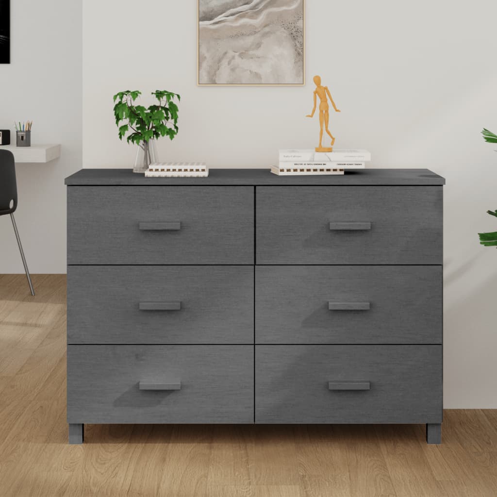 Dressoir HAMAR 113x40x80 cm massief grenenhout donkergrijs is nu te koop bij PeponiXL, paradijselijk wonen!