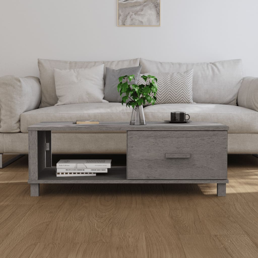 Salontafel HAMAR 100x55x35 cm massief grenenhout lichtgrijs is nu te koop bij PeponiXL, paradijselijk wonen!