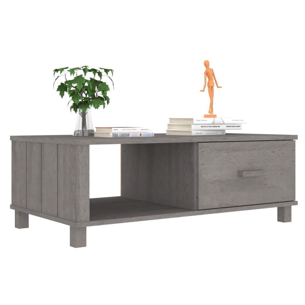 Salontafel HAMAR 100x55x35 cm massief grenenhout lichtgrijs is nu te koop bij PeponiXL, paradijselijk wonen!
