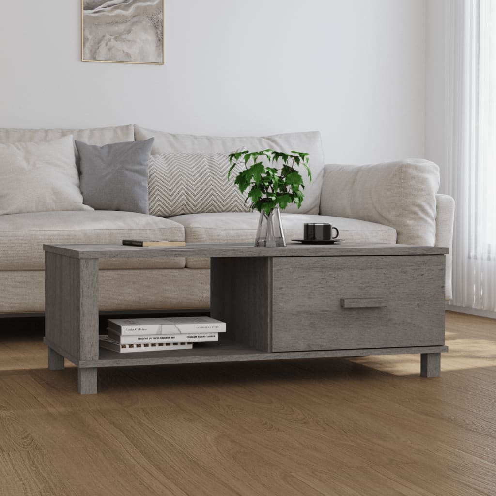 Salontafel HAMAR 100x55x35 cm massief grenenhout lichtgrijs is nu te koop bij PeponiXL, paradijselijk wonen!