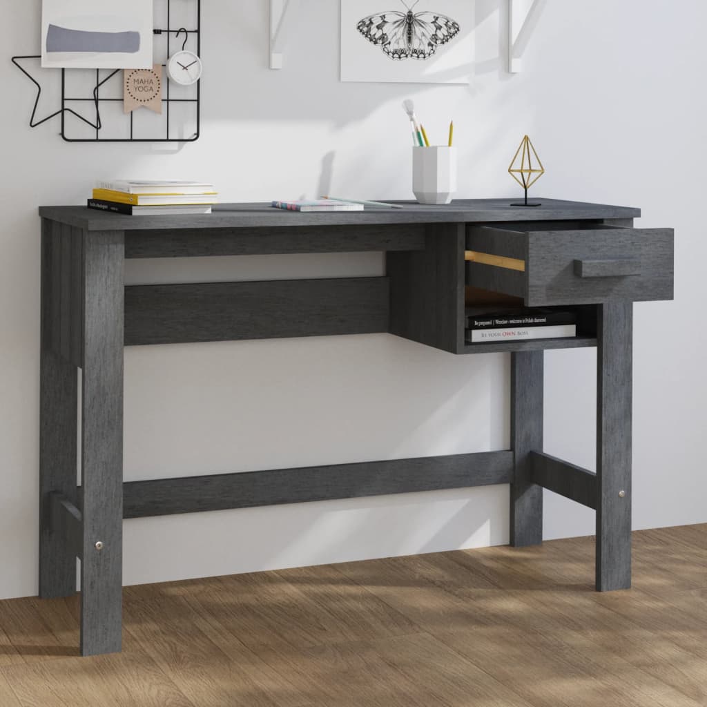 Bureau HAMAR 110x40x75 cm massief grenenhout donkergrijs is nu te koop bij PeponiXL, paradijselijk wonen!