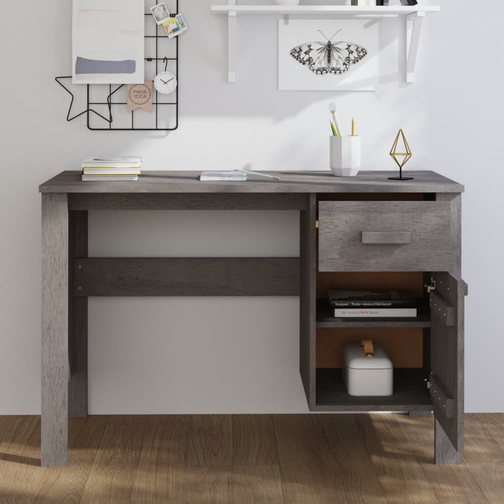 Bureau HAMAR 113x50x75 cm massief grenenhout lichtgrijs is nu te koop bij PeponiXL, paradijselijk wonen!