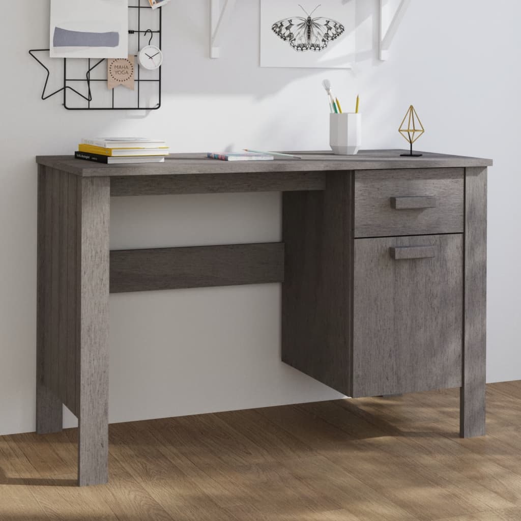 Bureau HAMAR 113x50x75 cm massief grenenhout lichtgrijs is nu te koop bij PeponiXL, paradijselijk wonen!