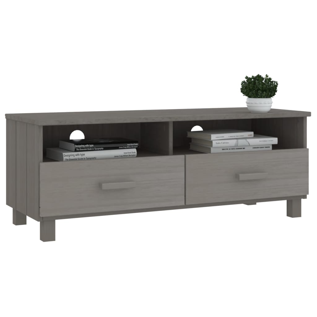 Tv-meubel HAMAR 106x40x40 cm massief grenenhout lichtgrijs is nu te koop bij PeponiXL, paradijselijk wonen!