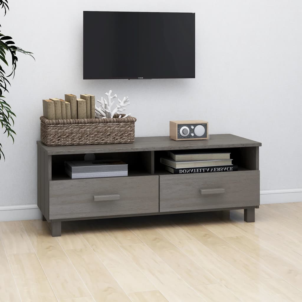Tv-meubel HAMAR 106x40x40 cm massief grenenhout lichtgrijs is nu te koop bij PeponiXL, paradijselijk wonen!