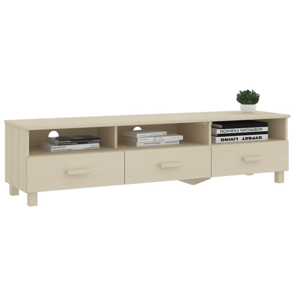 Tv-meubel HAMAR 158x40x40 cm massief grenenhout honingbruin is nu te koop bij PeponiXL, paradijselijk wonen!