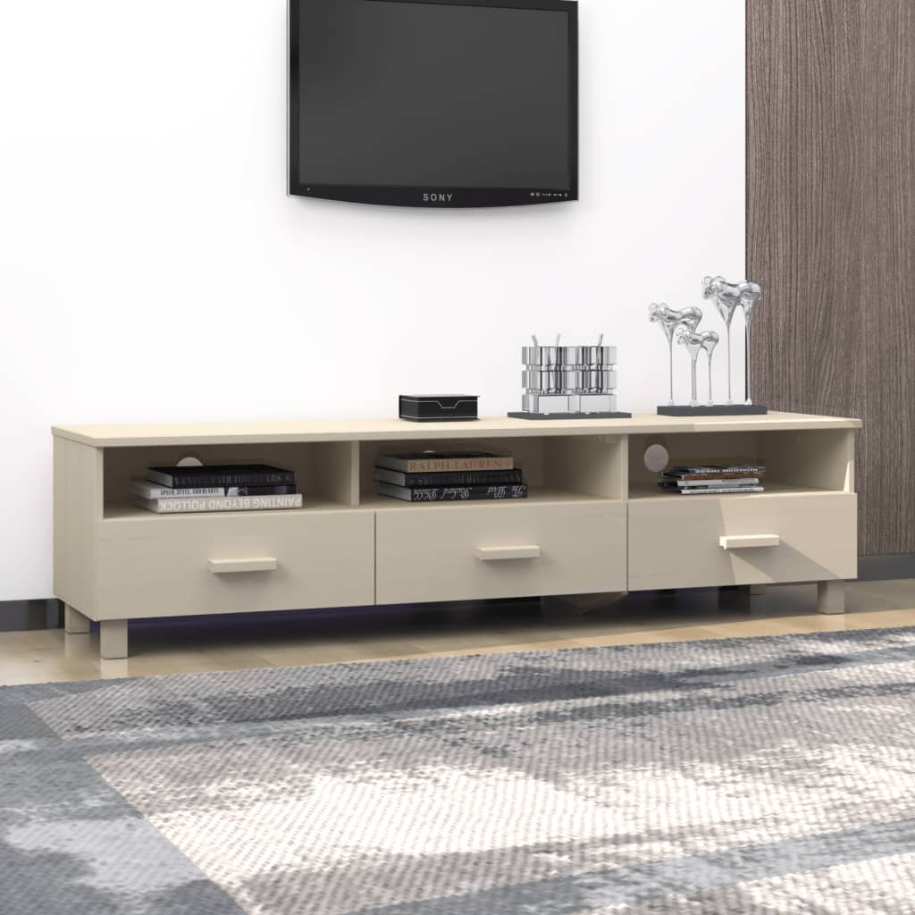 Tv-meubel HAMAR 158x40x40 cm massief grenenhout honingbruin is nu te koop bij PeponiXL, paradijselijk wonen!