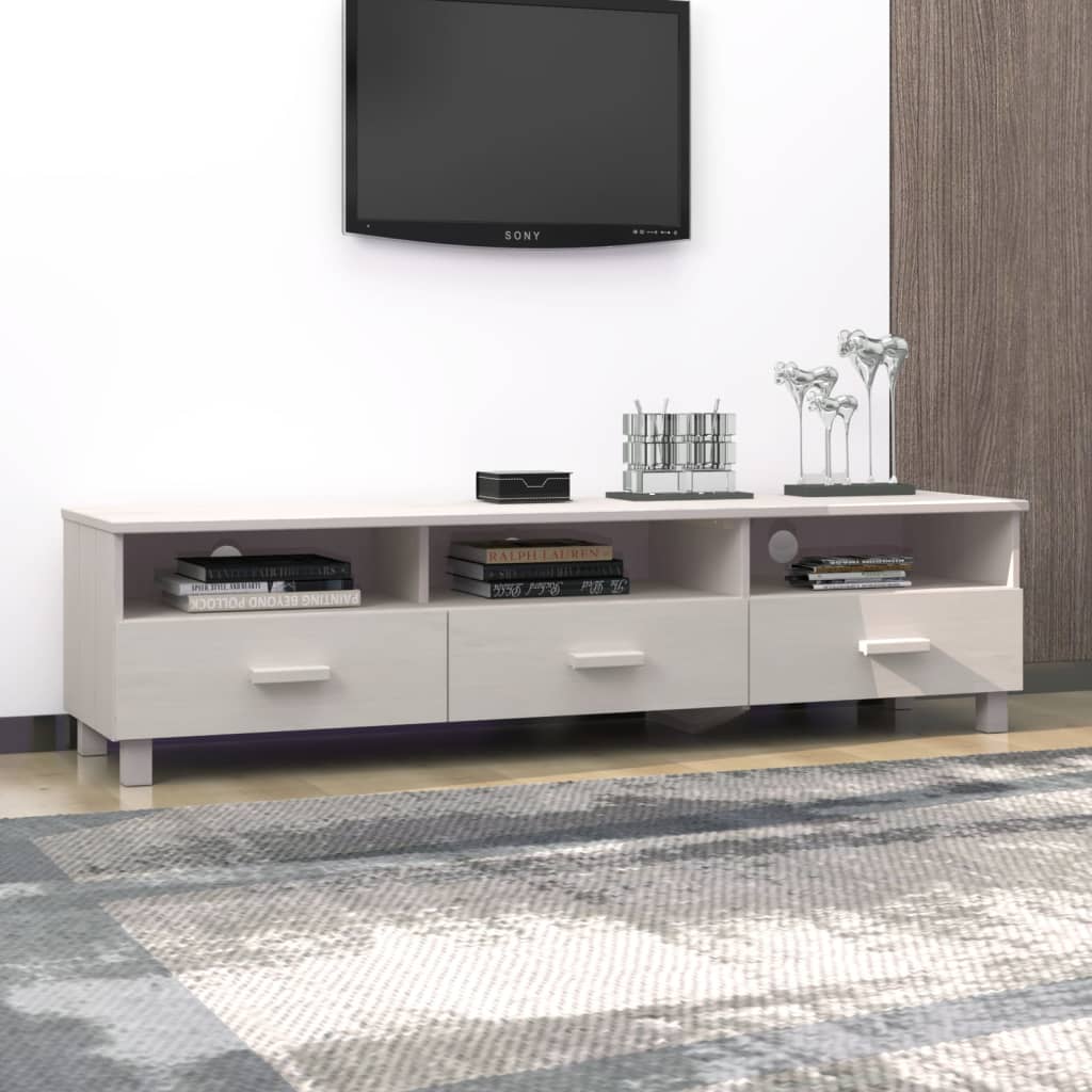 Tv-meubel HAMAR 158x40x40 cm massief grenenhout wit is nu te koop bij PeponiXL, paradijselijk wonen!