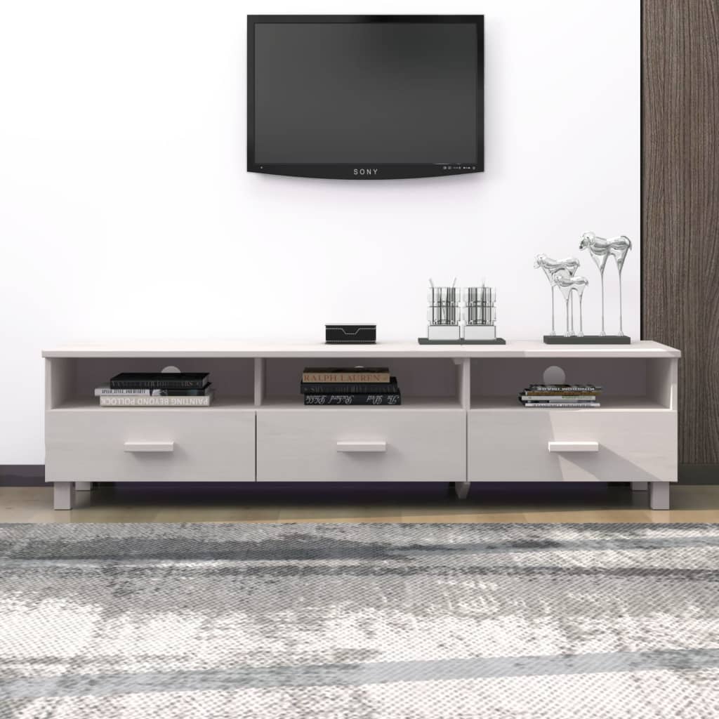 Tv-meubel HAMAR 158x40x40 cm massief grenenhout wit is nu te koop bij PeponiXL, paradijselijk wonen!