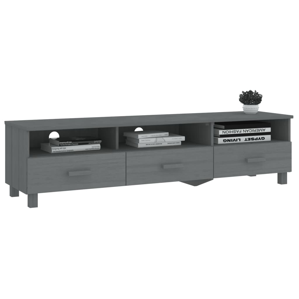 Tv-meubel HAMAR 158x40x40 cm massief grenenhout donkergrijs is nu te koop bij PeponiXL, paradijselijk wonen!