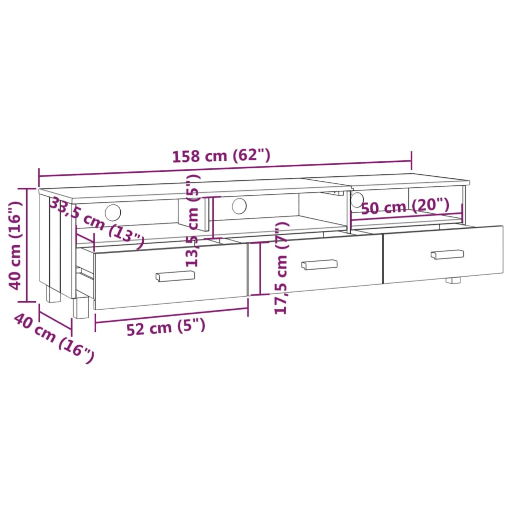 Tv-meubel HAMAR 158x40x40 cm massief grenenhout donkergrijs is nu te koop bij PeponiXL, paradijselijk wonen!