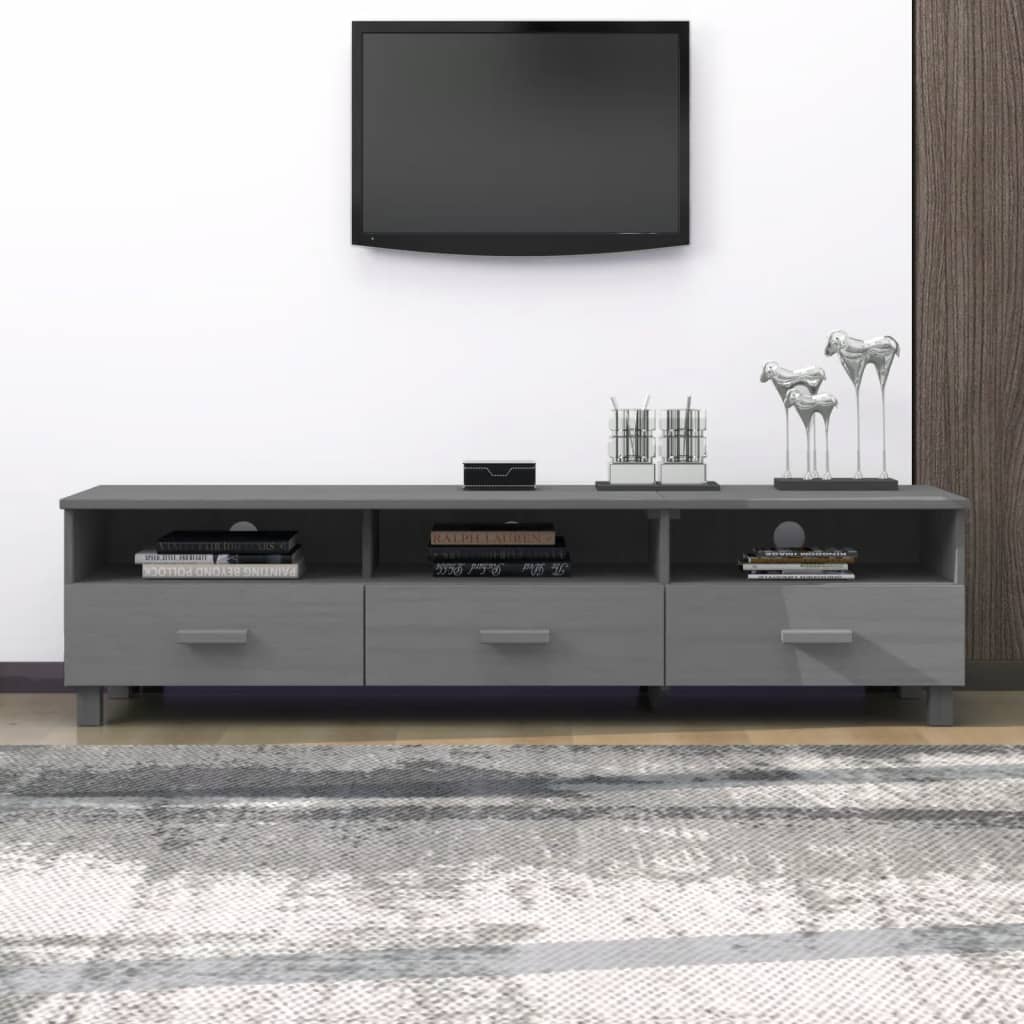 Tv-meubel HAMAR 158x40x40 cm massief grenenhout donkergrijs is nu te koop bij PeponiXL, paradijselijk wonen!
