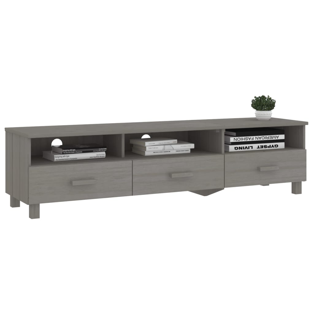 Tv-meubel HAMAR 158x40x40 cm massief grenenhout lichtgrijs is nu te koop bij PeponiXL, paradijselijk wonen!