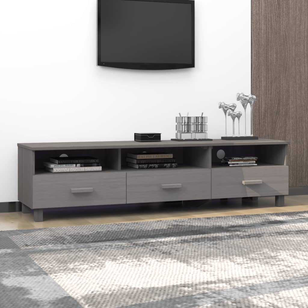 Tv-meubel HAMAR 158x40x40 cm massief grenenhout lichtgrijs is nu te koop bij PeponiXL, paradijselijk wonen!