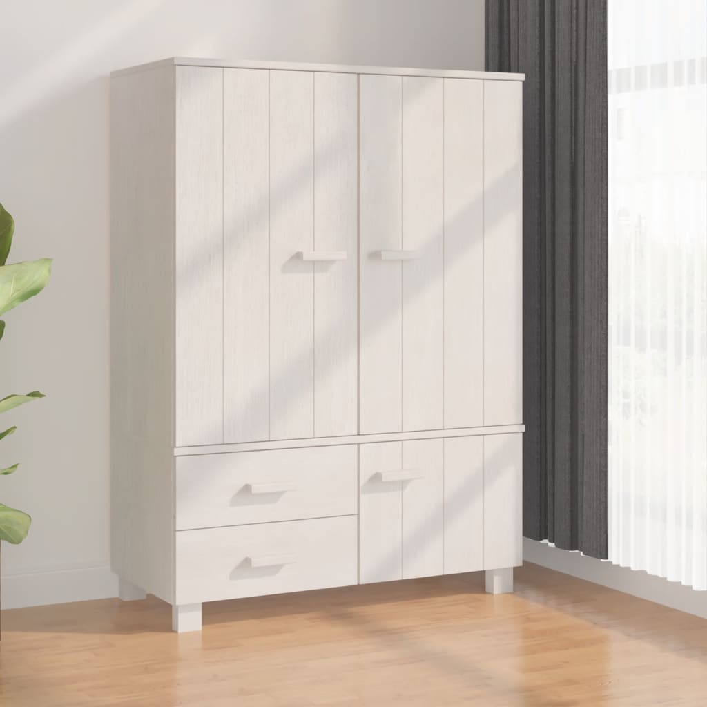 Kledingkast HAMAR 99x45x137 cm massief grenenhout wit is nu te koop bij PeponiXL, paradijselijk wonen!
