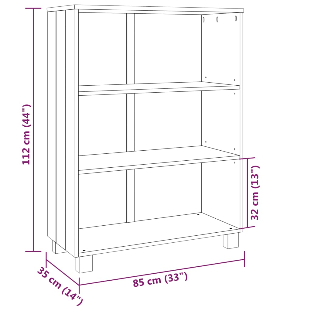 Boekenkast HAMAR 85x35x112 cm massief grenenhout honingbruin is nu te koop bij PeponiXL, paradijselijk wonen!
