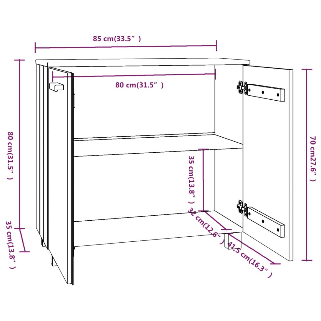 Dressoir HAMAR 85x35x80 cm massief grenenhout honingbruin is nu te koop bij PeponiXL, paradijselijk wonen!