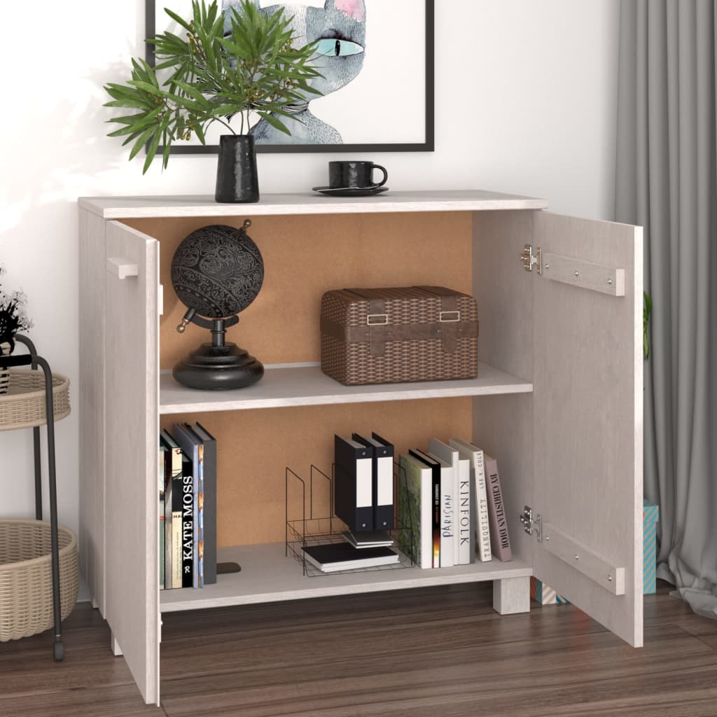 Dressoir HAMAR 85x35x80 cm massief grenenhout wit is nu te koop bij PeponiXL, paradijselijk wonen!