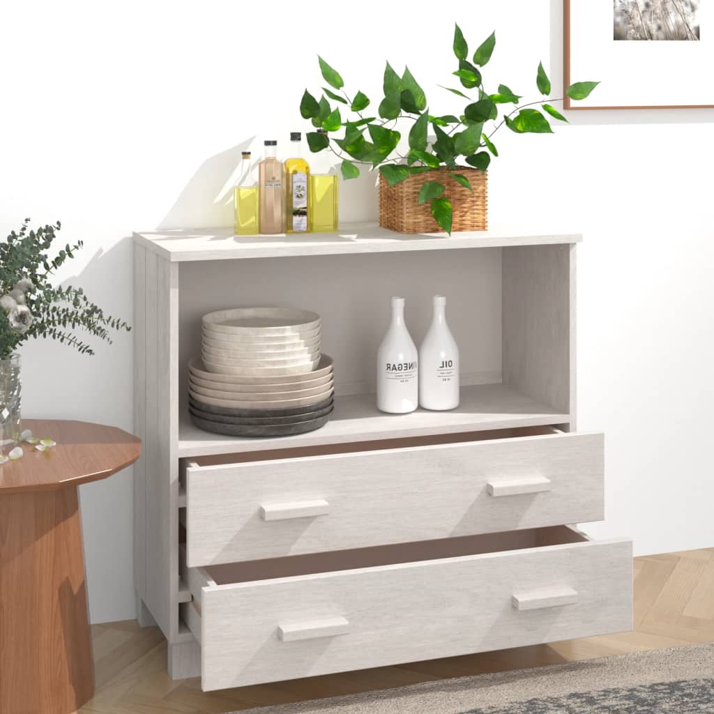 Dressoir HAMAR 85x35x80 cm massief grenenhout wit is nu te koop bij PeponiXL, paradijselijk wonen!