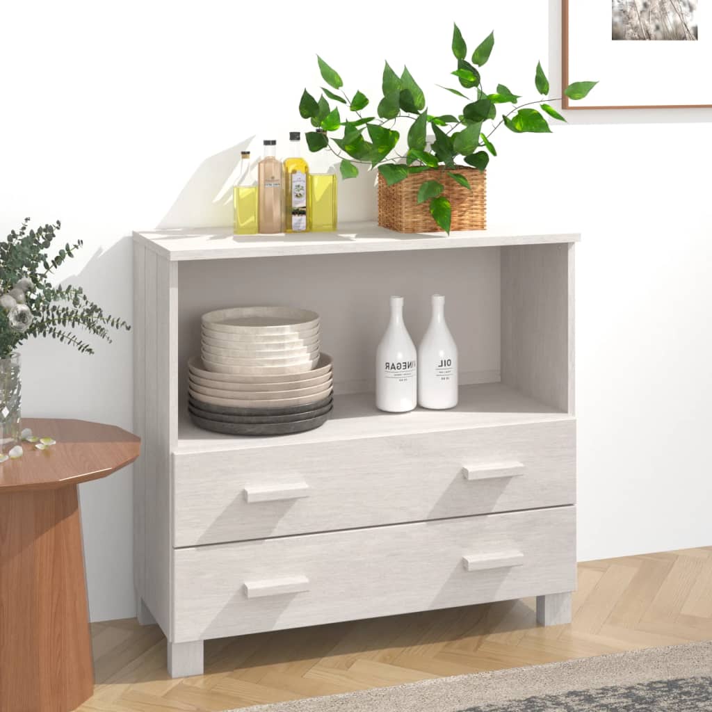 Dressoir HAMAR 85x35x80 cm massief grenenhout wit is nu te koop bij PeponiXL, paradijselijk wonen!