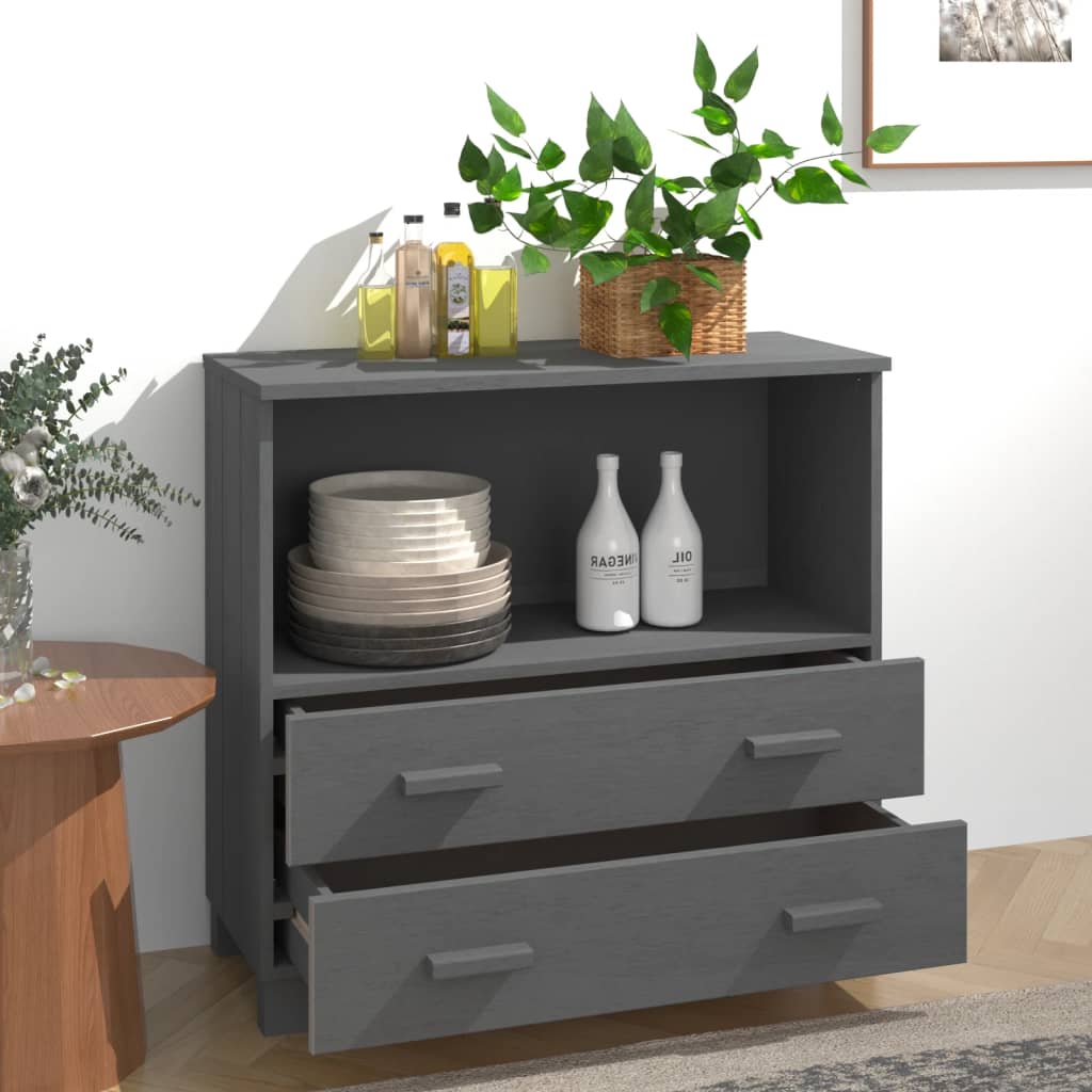 Dressoir HAMAR 85x35x80 cm massief grenenhout donkergrijs is nu te koop bij PeponiXL, paradijselijk wonen!