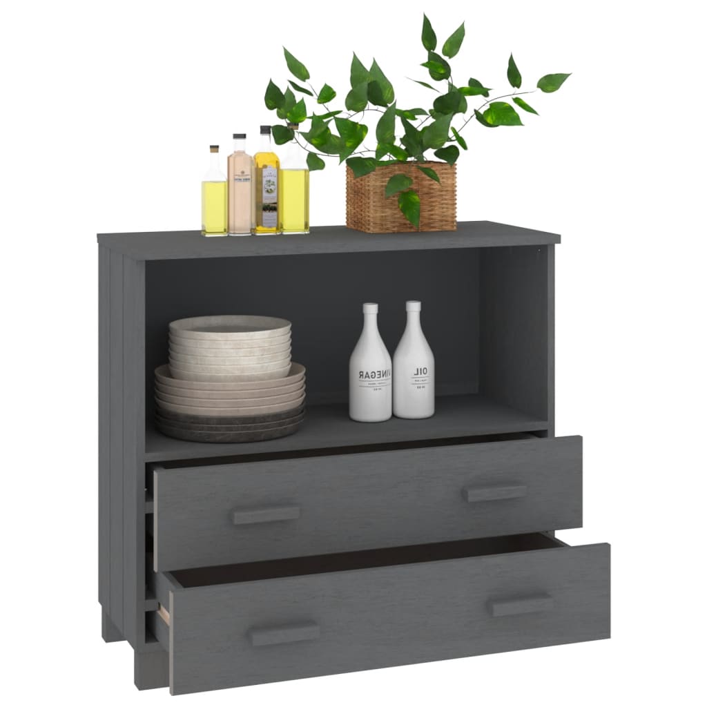 Dressoir HAMAR 85x35x80 cm massief grenenhout donkergrijs is nu te koop bij PeponiXL, paradijselijk wonen!