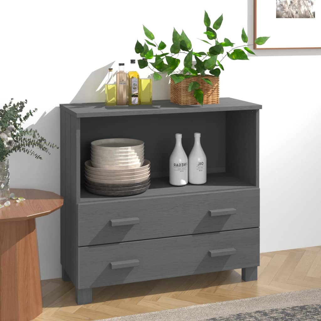 Dressoir HAMAR 85x35x80 cm massief grenenhout donkergrijs is nu te koop bij PeponiXL, paradijselijk wonen!
