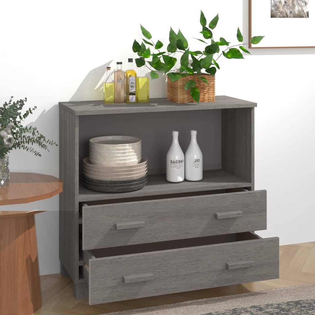 Dressoir HAMAR 85x35x80 cm massief grenenhout lichtgrijs is nu te koop bij PeponiXL, paradijselijk wonen!